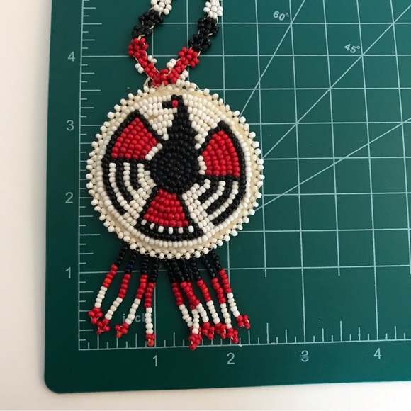 Vintage Hand Beaded Thunderbird Necklace - Picture 10 of 11